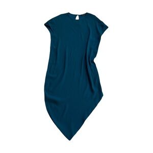 Universal Standard asymmetric Geneva teal dress